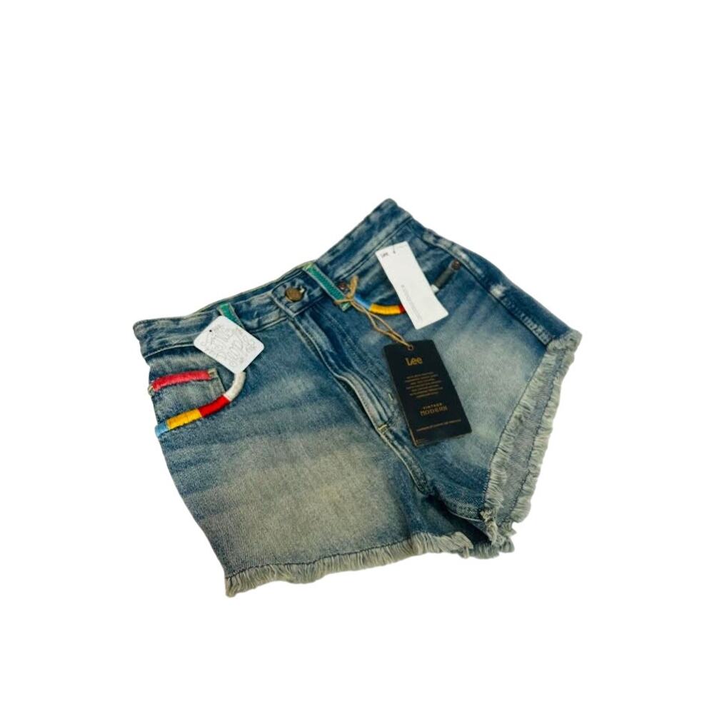 NWT!‎ Lee High Rise Vintage Modern Cut-Off Short Blue 26/Shortie - Picture 2 of 5